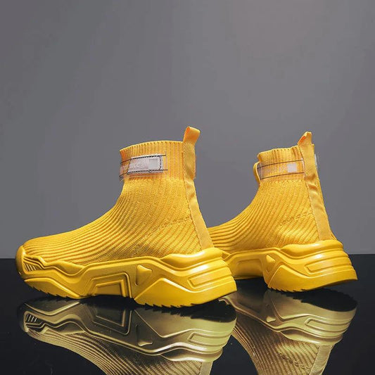 Men's High Top Sneakers Korean Style Trendy All-match Socks Shoes Teen Student Trendy Shoes