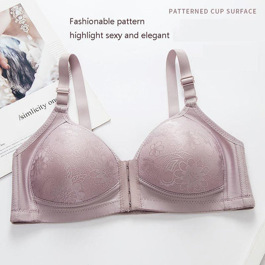 Sexy Plus Size Front Closure Bra Moisture-absorbent Breathable Gather Push Up Adjustable Bra Wireless Comfortable Brassiere