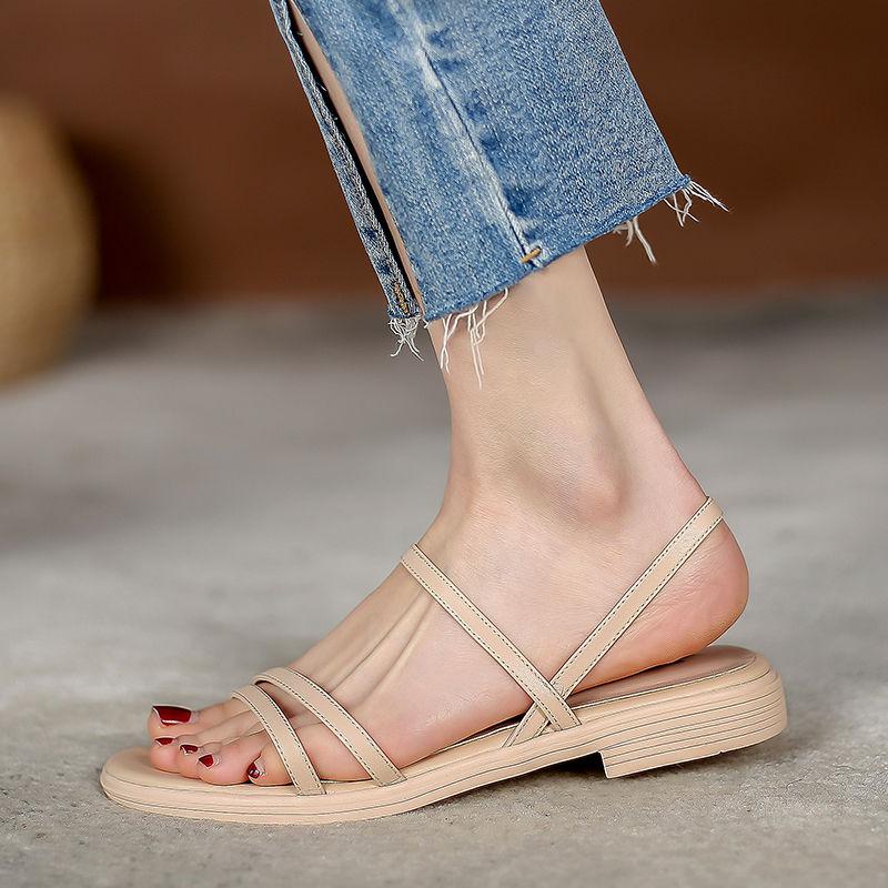 Collocation Long Skirt Real Late Night Sandals Fairy Wind Flat Bottom Tide Student Shoes