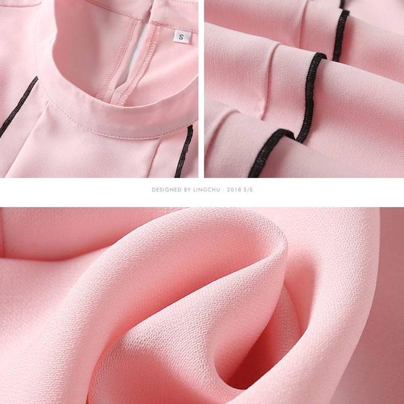 Women Shorts Suit Pleated Chiffon Blouse Shorts Two-piece Set Elegant Tops Shorts Set