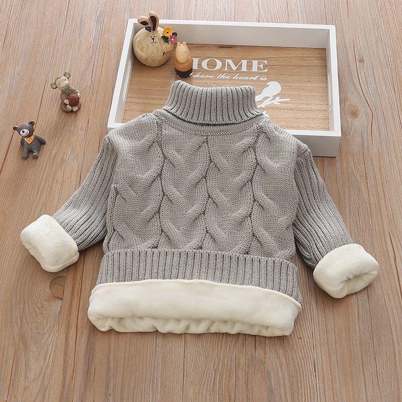 Children's Warm and Windproof Sweater Sweater Base Set To Thicken Autumn and Winter Clothes High and Low Collar Twist