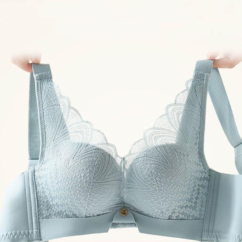 Upper Thin Lower Thick Cup No Steel Ring Gather Side Natural Support Adjustable Soft Skin-friendly Non-marking Pull Cotton Breathable Lace Sexy Bra