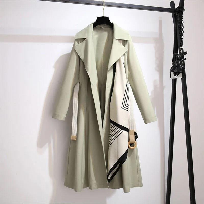 Women Trench Coat Fashion Fall Winter Casual Cotton with Over Size Vintage Long Coats Overcoats Top Outwear