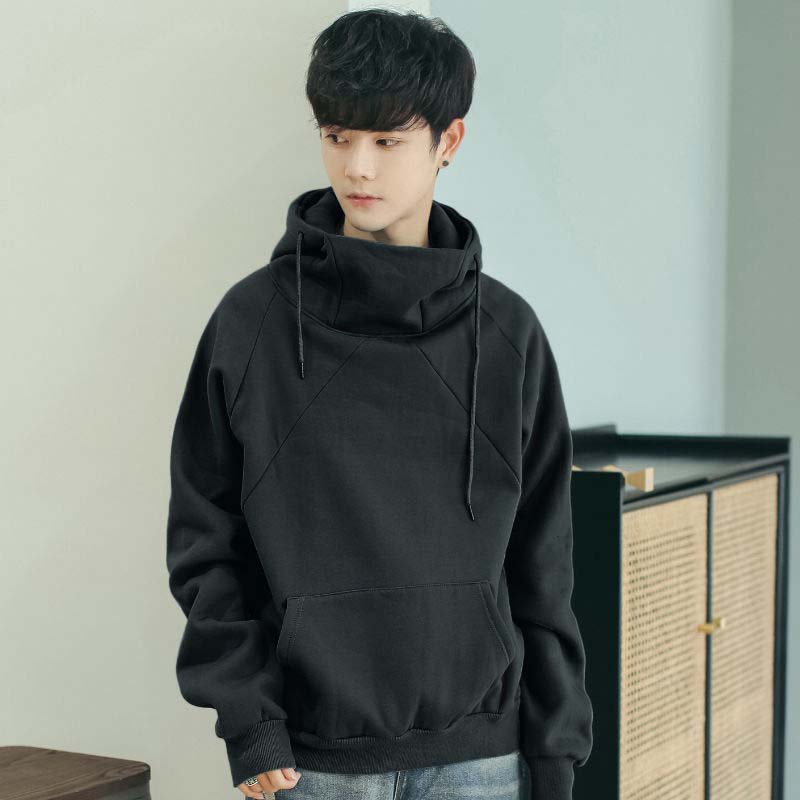 Hood Sweater Men's Winter Plus Velvet Thick Young Men's Loose High Collar Hoodie