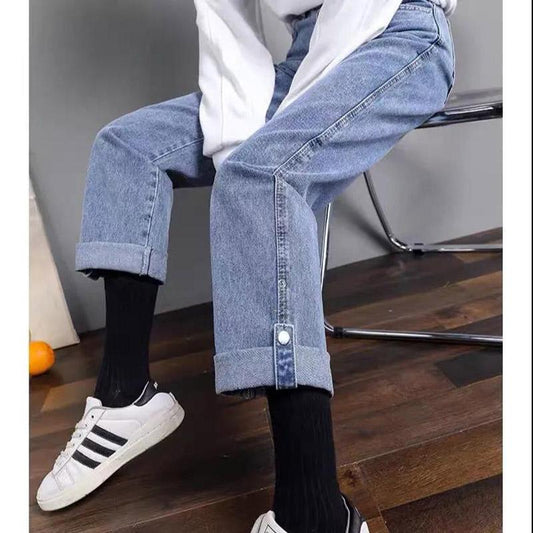 Pants Women Loose All-match Trend High Waist Thin Spring and Summer New Jeans Women Wide Leg Button Cuff Classic High Street Fashion