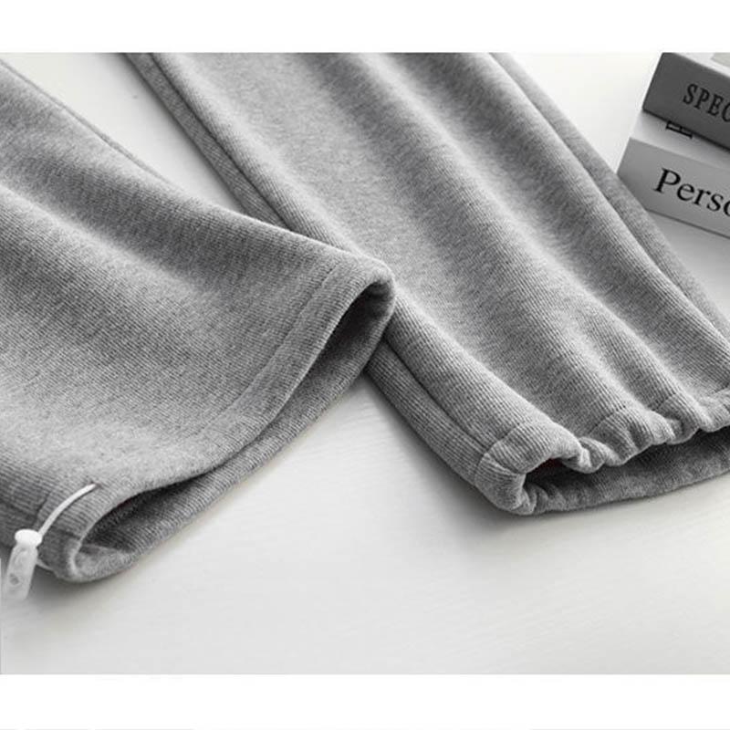 Cotton and Velvet Sweatpants for Female Students Korean Version of Loose Winter High-waisted Straight and Thin Thick Wide-leg Long Pants