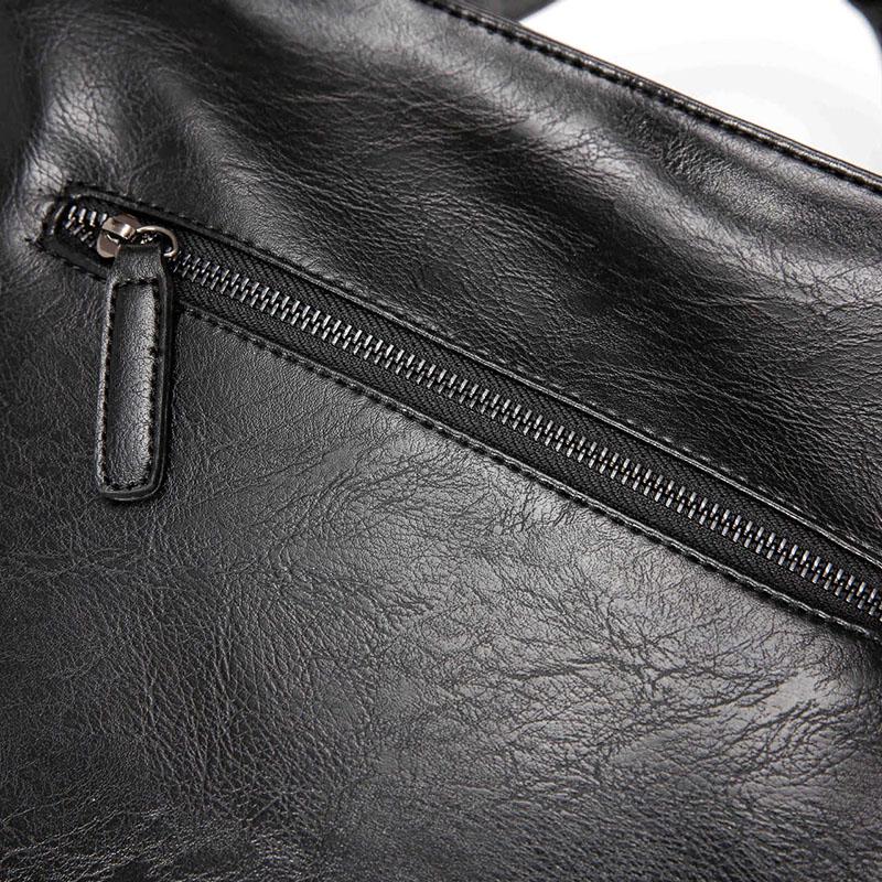 Business Briefcase Men Black Leather Zipper Crossbody Shoulder Computer Bags Waterproof Handbag