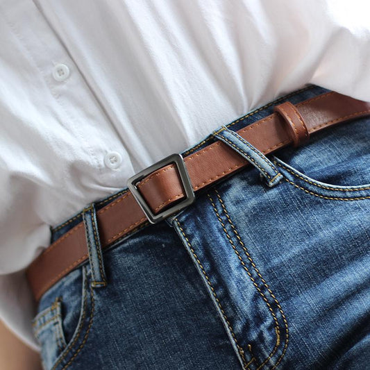 Belts Women Leather Imitation Paint Surface Alloy Buckle