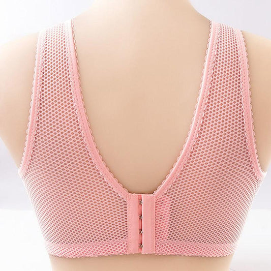 Women's Breathable Large Size Thin Anti-sagging Breast-collecting Anti-glare Beauty Back Underwear Bra Without Steel Ring Gathered