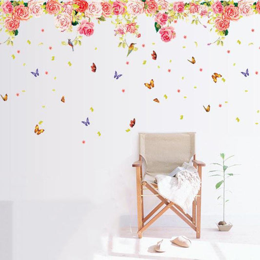 Beautiful Pink Flower Romantic Bedroom Living Room Porch Romantic Decorative Wall Stickers