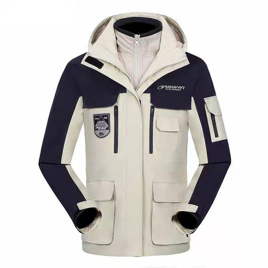 100 Kilograms Can Wear Autumn and Winter Windproof, Waterproof and Warm Two-in-one Detachable Two-piece Outdoor Mountaineering and Skiing Men's Jacket