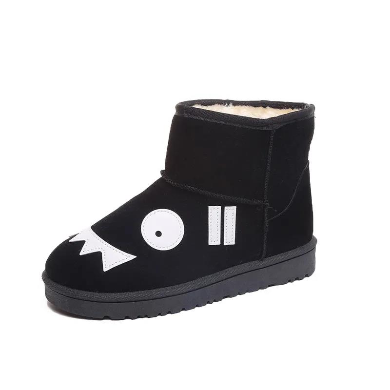 Winter Snow Boots Women's Short Tube Cartoon Short Boots Flat-bottomed Thickened Plus Velvet Cotton Boots