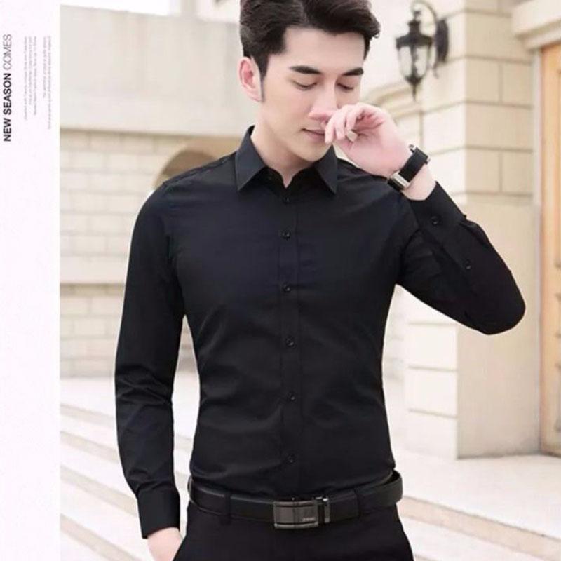 Men's White Shirt Long-sleeved Spring and Autumn Bottoming Shirt Korean Version of The Slim-fit Business Formal Suit with Work Shirt