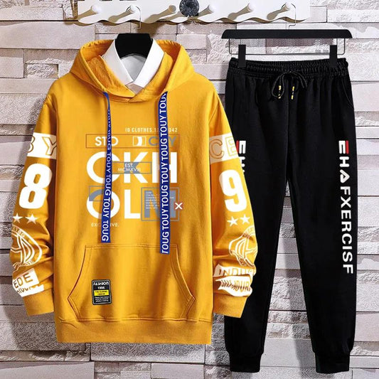 Spring & Fall Trend Pullover Suit Hooded Sweater and Casual Pants Campus Clothing Men Sports Suit
