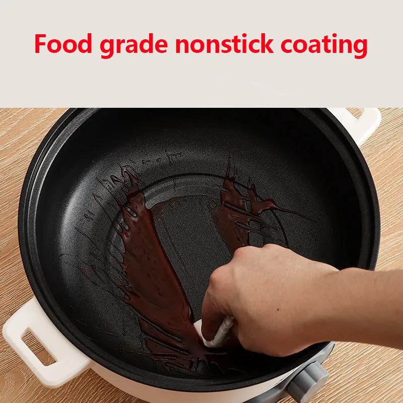800W 20cm Electric Wok Stainless Steel Heat Pot Set Electric Steamer Non-stick Pot Porridge Pot for Family