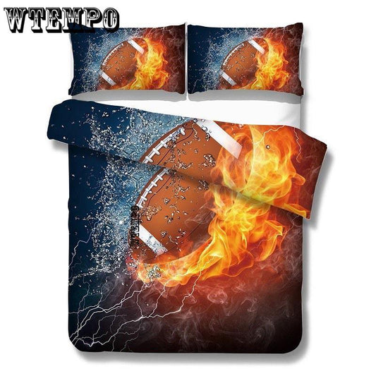 3Pcs/Set Football Printed Comforter Kids Boy Bedding Sets Men Duvet Cover Double Sheet Set