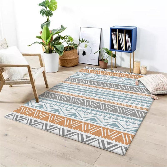 Fashion Mediterranean Geometric Carpet Ethnic Style Striped Bedroom Carpet Living Room Door Mat Bedside Carpet Floor Mat