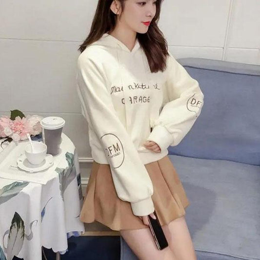 Thin Hooded Character Sweater Women Spring and Autumn All-match Loose Student Clothes