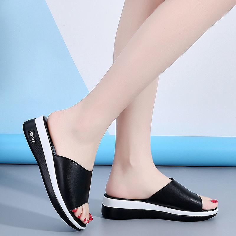 Women Summer Fashion Leisure Fish Mouth Sandals Thick Bottom Slippers