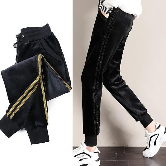 Autumn and Winter Plus Velvet Thickened Sweatpants Women Loose Bottoming Guard Pants Feet Leisure Rhyme Daharem Pants Women