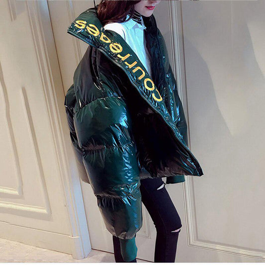 Winter Glossy Down Parka Women's Waterproof Coat Embroidery Jacket Ladys Warm Thick Casual Coat
