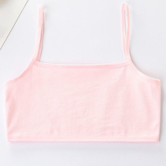 Young Girls Solid Soft Cotton Bra Puberty Teenage Breathable Underwear Kid Cloth