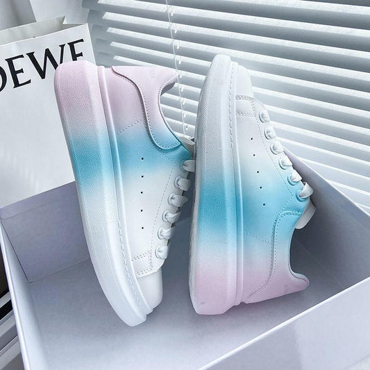 Gradient Color Small White Shoes Women's Thick-soled Height-increasing Shoes All-match Board Shoes Net Red Casual Trendy Shoes