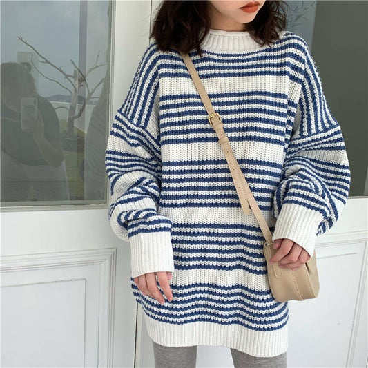 Autumn and Winter Half Turtleneck Female Students Loose Wild Was Thin Pullover Sweater Coat