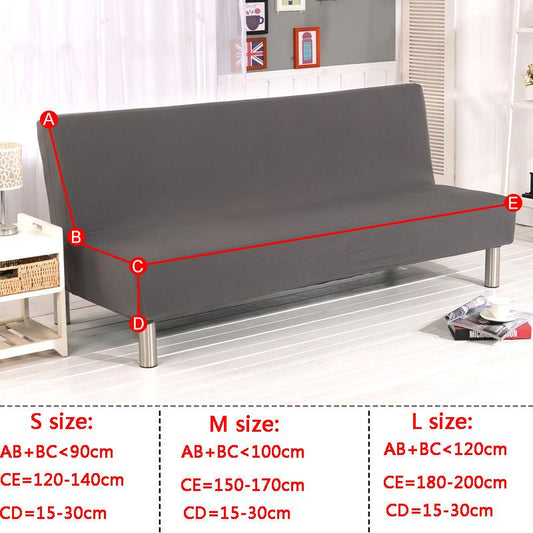 Magic Sofa Cover Solid Color Folding Sofa Bed Cover with Skirt Elastic Furniture Protector Slipcover Couch Cover Armless Sofa Covers for Living Room