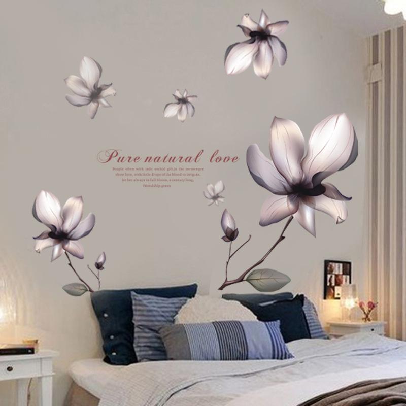 New purple dream flower magnolia flower bedroom sofa pvc transparent film