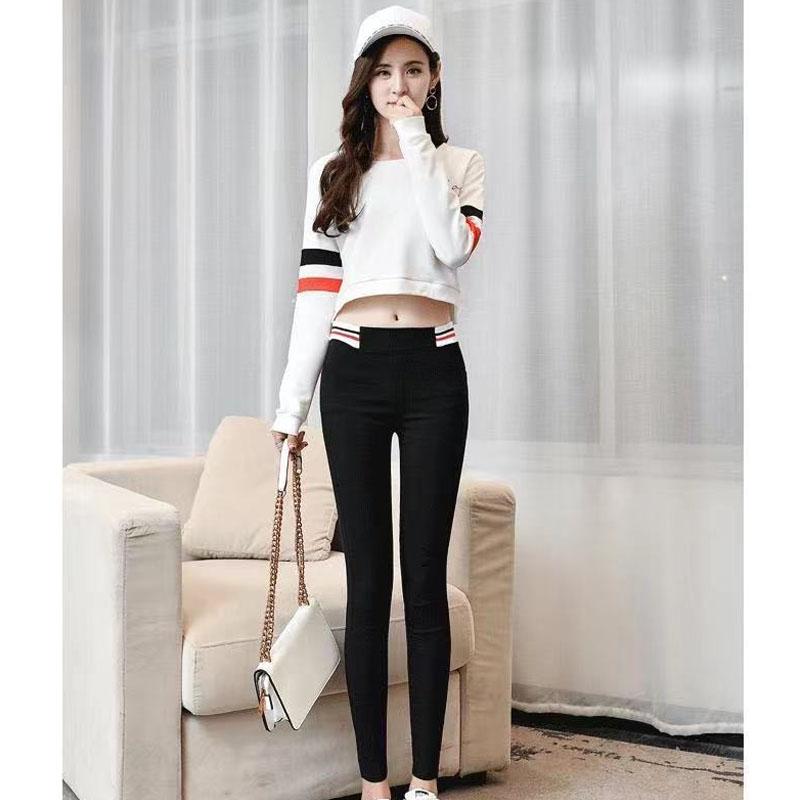 Autumn and Winter High Waist Outer Wear Leggings Women's Black Tight Trousers Feet Pants Nine-point Pants Pencil Pants