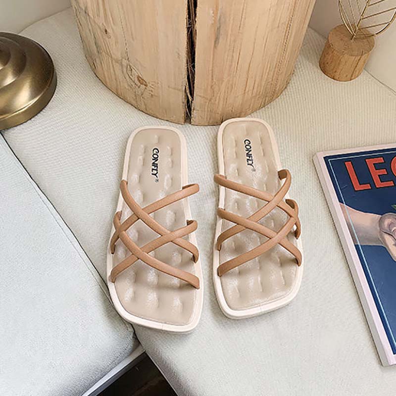 Ladies Sandals and Slippers for Outer Wear, Summer Korean Fashion Soft Bottom Non-slip Student Fairy Style Slippers