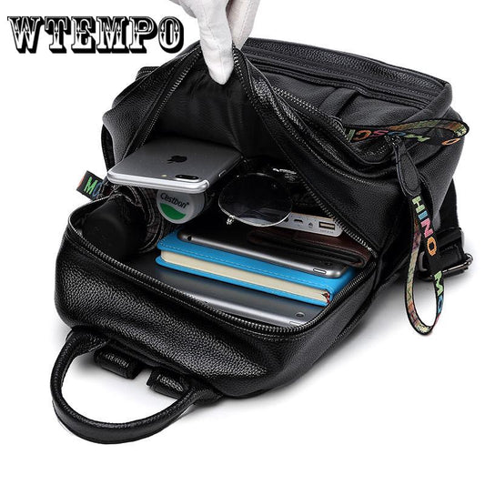 PU Leather Women's Backpacks Bag For Teenager Girls Fashion Solid Backpack Female Rucksacks