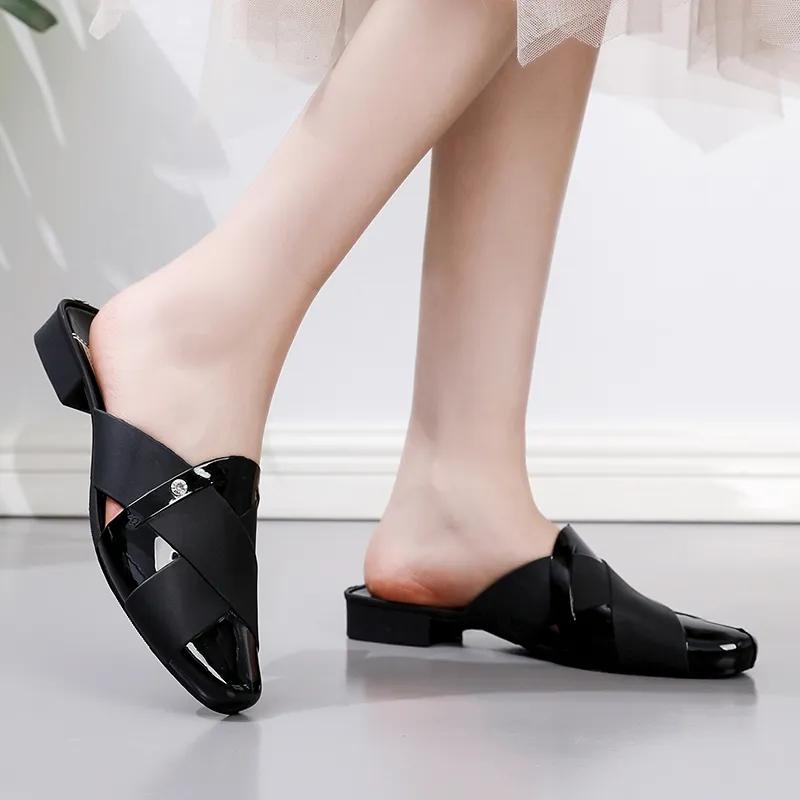 Slippers Women's Summer Fashion Korean Version Casual All-match Comfortable Low-heeled Baotou Slippers Non-slip Soft Bottom Jelly Slippers