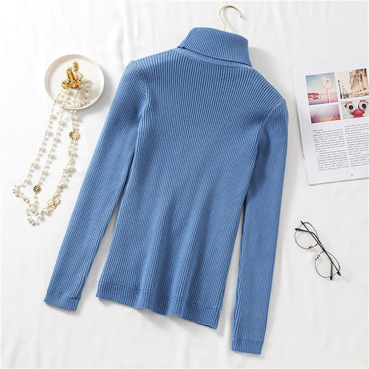 Autumn Winter Thick Sweater Women Turtleneck Pullover Knitted Sweaters Slim Fur Warm Soft Solid Inside Bottoming Shirt Long Sleeve Short Casual Jumper