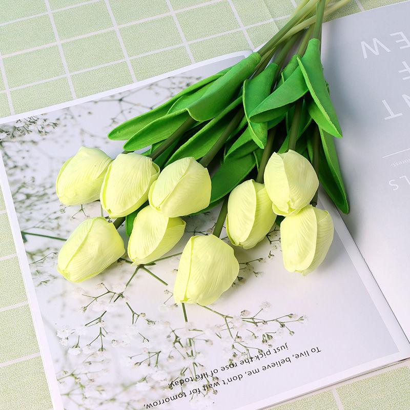 Tulip Simulation Flowers Living Room Table Furnishings Home Arrangement Decorative Flowers Wedding Natural Tulip Latex PU