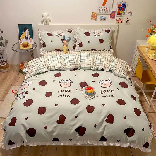 Bed Four-piece Wave Point Flower Bed Linen Is Set of 1.8 Meters 2 Meters Bed Home Bedding Four Seasons Universal