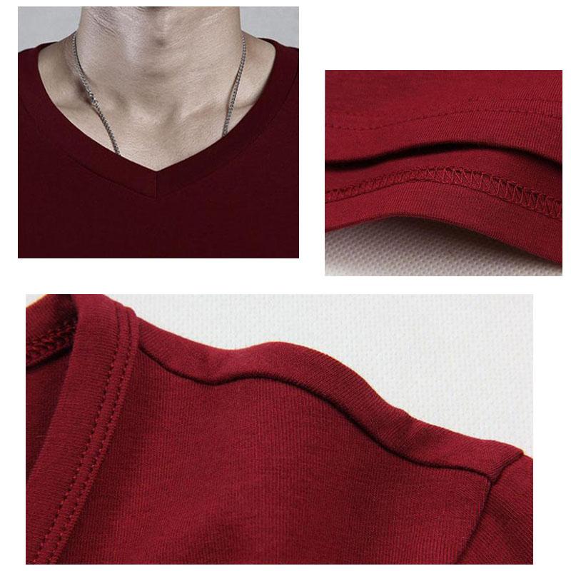 Men Slim Shirts Stretch Tees Slim Pullovers Casual Bottoming T-shirt Long Sleeves Overshirt Solid Color Top V-collar Clothing