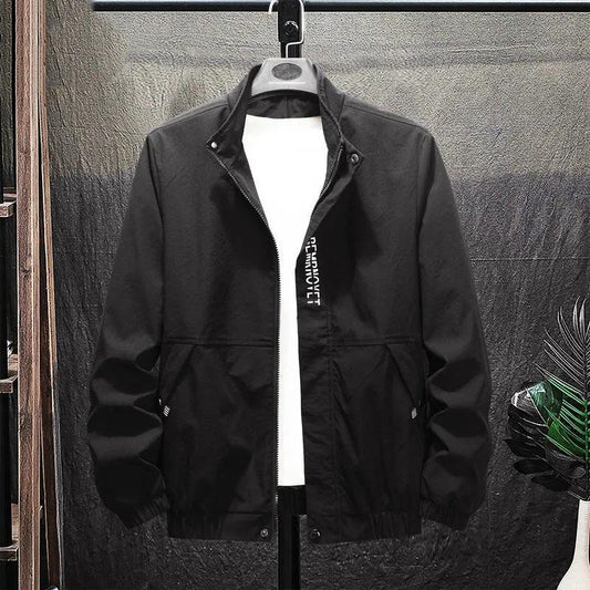 Men's Spring Autumn Jackets Zipper Stand Collar Work Jacket Coat Plus Size Men's Loose Casual Solid Color Simple Coat