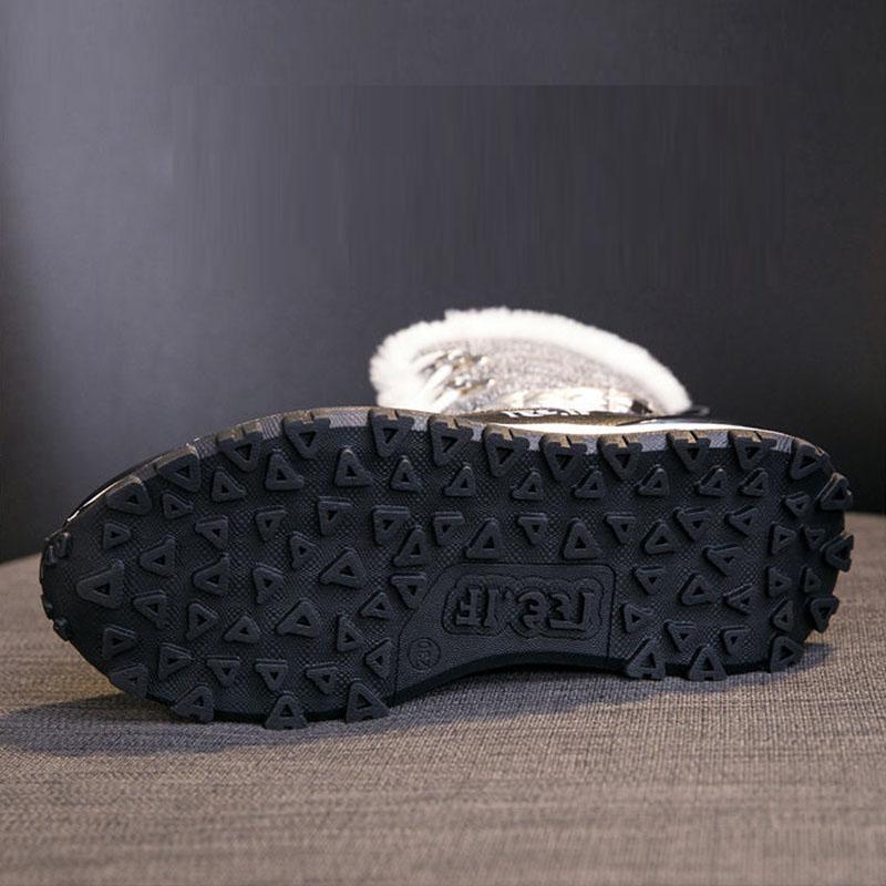 Leather Snow Boots Woman Autumn and Winter Plus Velvet Thick Cotton Casual High-top Shoes Non-slip Martin Boots