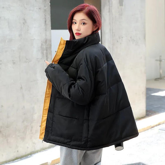 Down Padded Jacket Female Korean Version Loose Hong Kong Style Student Ins Bread Jacket Thick Padded Winter Jacket