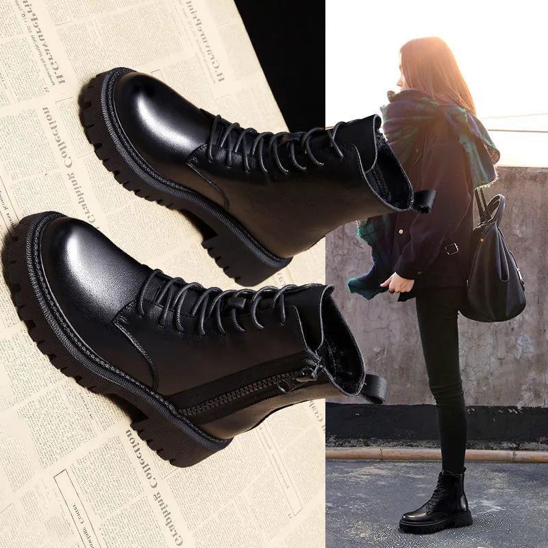 Winter Women's Warm Martin Boots Plus Velvet Short Snow Boots Female Plus Size Thick All-match Boots