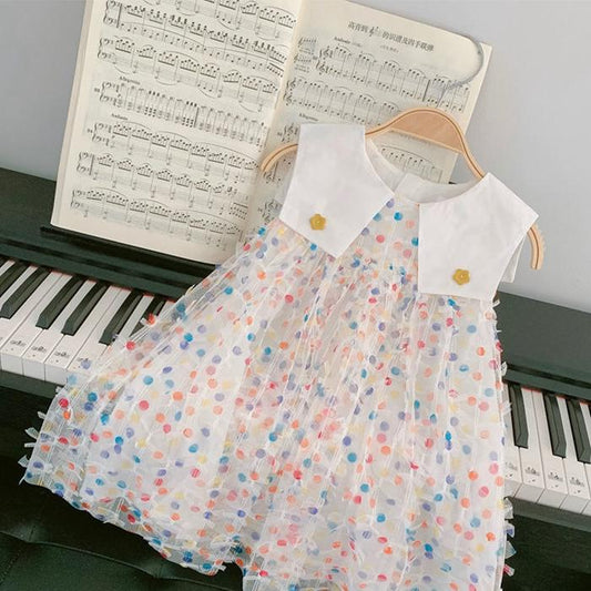 Girl's Sleeveless Princess Skirt Summer Little Girl Children's Dress Korean Style Pengpeng Yarn Baby Summer Dress Children's Dress