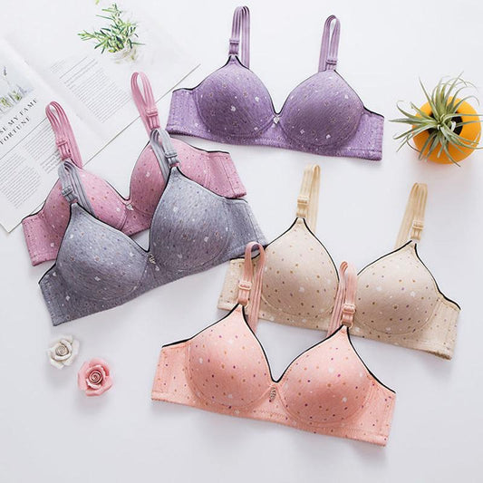 Mother Underwear Middle-aged and Elderly Ladies Comfortable Thin Bra Without Steel Ring Gathered Large Size Adjustable Bra Anti-sagging