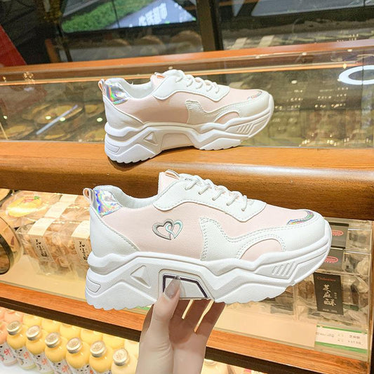 Thick-soled Heightened Comfortable Sneakers for Female Students Korean Version of All-match College Style Old Shoes