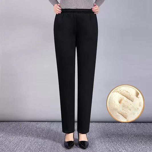 Lamb Velvet Middle-aged and Elderly Women's Pants Winter Plus Velvet Thickening Large Size Loose Sports Casual Pants To Wear Warm Mother Pants