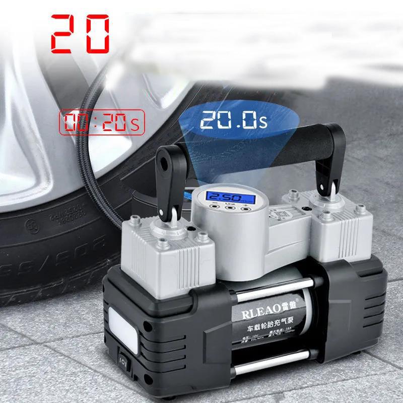 Dual-cylinder High-power Car Air Pump Set Portable Digital Tire Inflator Multi-function Car Pump Cigarette Lighter Head