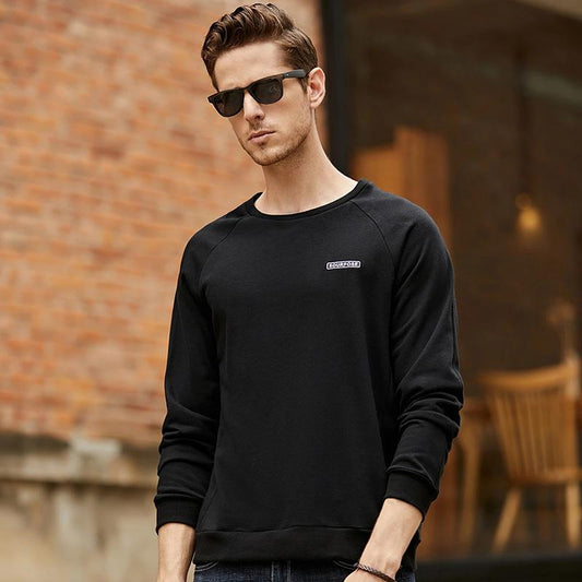 Men's Spring and Autumn Printing Shirt All-match Long-sleeved T-shirt Men's Bottoming Shirt Cotton Round Neck Comfortable Top Solid Casual Shirts