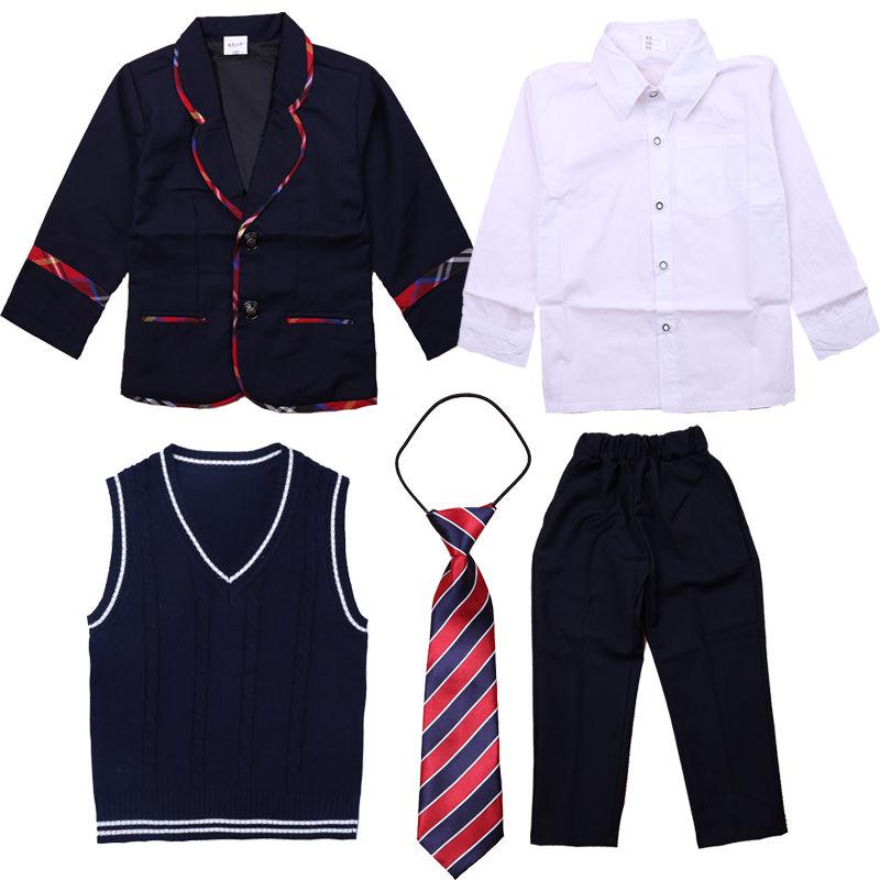British School Uniform Kindergarten Uniform Wear Kids Primary School Wear Students Children Chorus Costume 5pcs Set