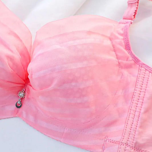 40-44CD Ultra-thin Breathable Mesh Belt Steel Ring Gathers The Auxiliary Breast Anti-sagging Adjustment Type Women's Underwear Bra